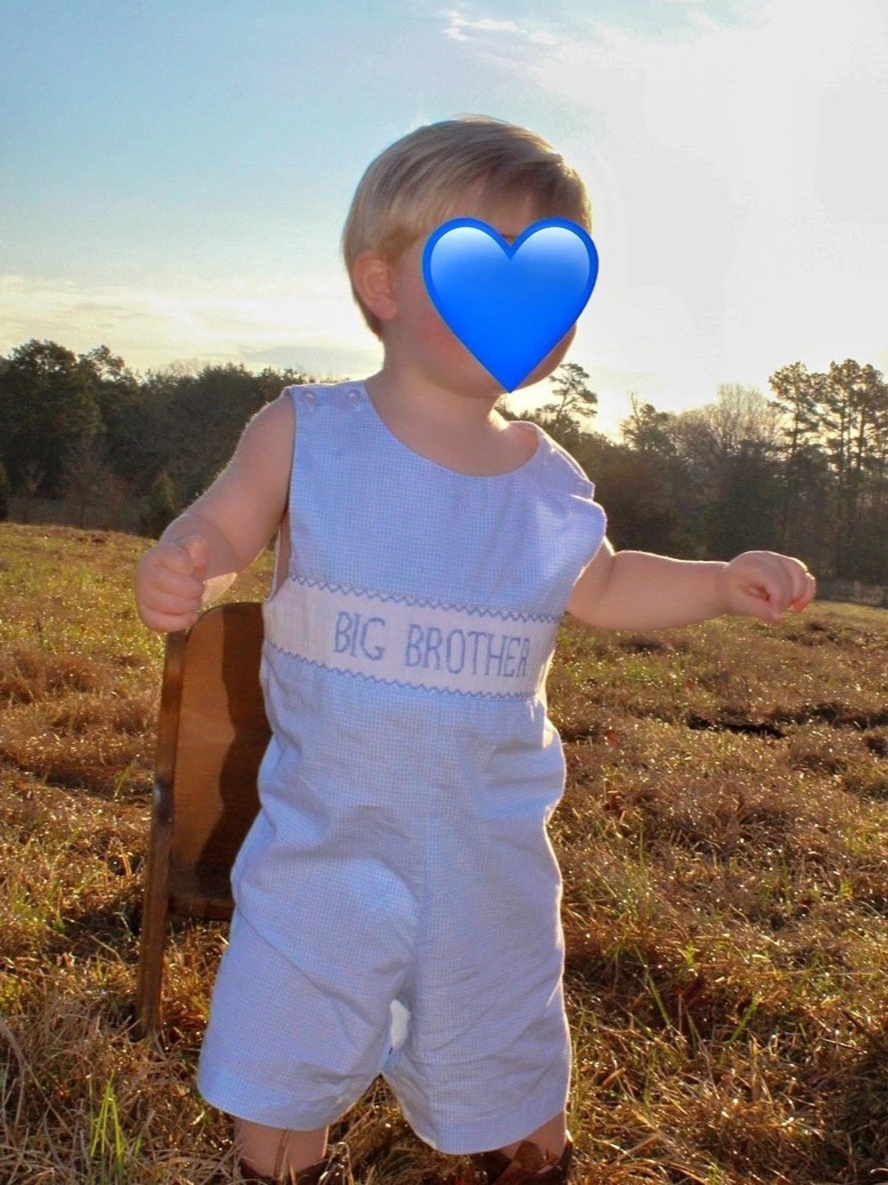 Smocked Big Brother  Blue & White Gingham Romper